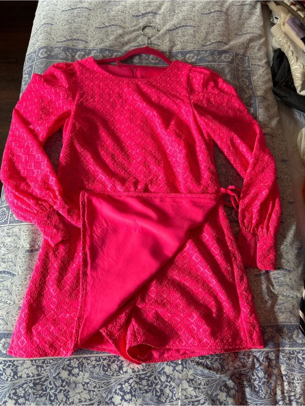 Tory Burch Hot Pink Eyelet Mini Dress